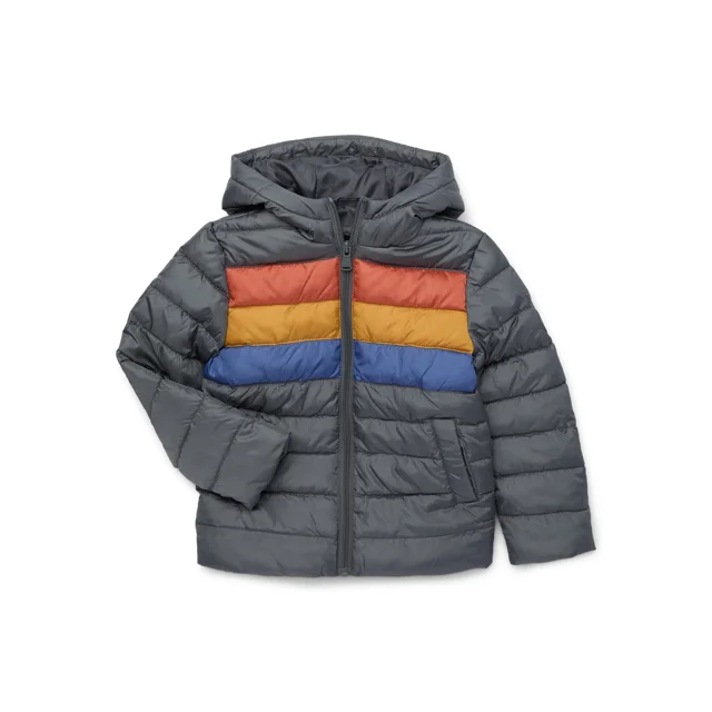 Ixtreme Boys Retro Stripe Quilted Hooded Puffer Jacket, Sizes 4-18