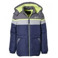thumbnail image 1 of Ixtreme Navy Big Boys Color Blocked Puffer Jacket with Fleece Hat Set, 1 of 2