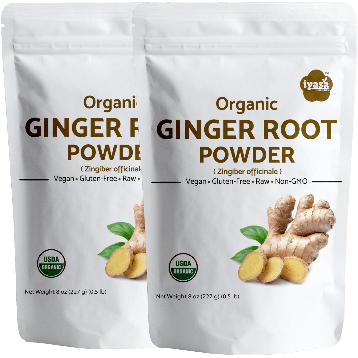 Iyasa Holistics Organic Ginger Root Powder,Zingiber officinale,16 oz
