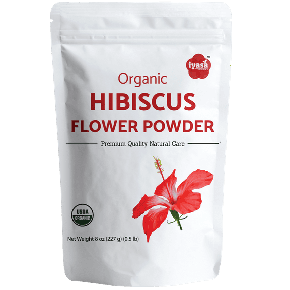 Iyasa Holistics Organic Hibiscus Flower Powder , 8 ounce, 226 gm, Food Grade, Healthy Tea