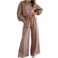 thumbnail image 1 of Iyufng 2 Piece Polka Dot Outfits for Women, Cropped Sweatshirt Drawstring Wide Leg Pants with Pockets Casual Loungewear Matching Set, 1 of 7