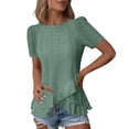 thumbnail image 1 of Iyufng Blouses for Women Short Sleeve Round Neck Shirts Summer Casual Ruffled Hem Tops, 1 of 7