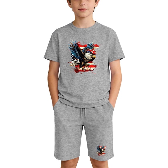 Iyufng Boys' and Girls' 2 Piece Sets,Summer Independence Day Printed Outfit Sets