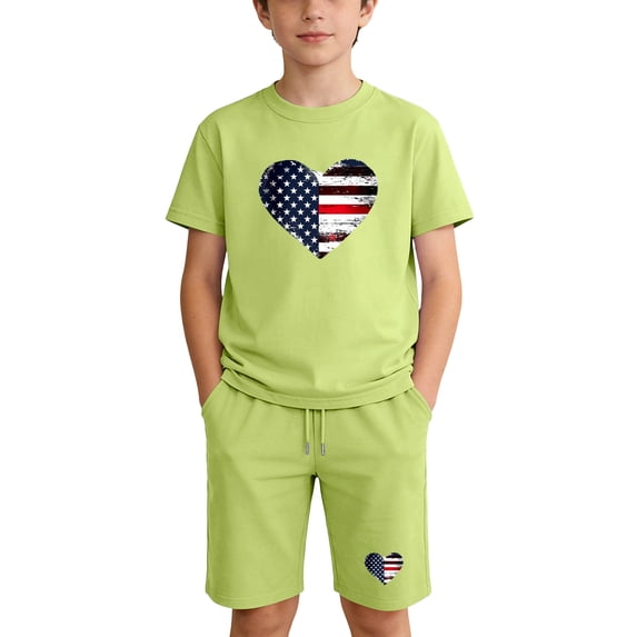Iyufng Boys' and Girls' 2 Piece Sets,Summer Independence Day Printed Outfit Sets