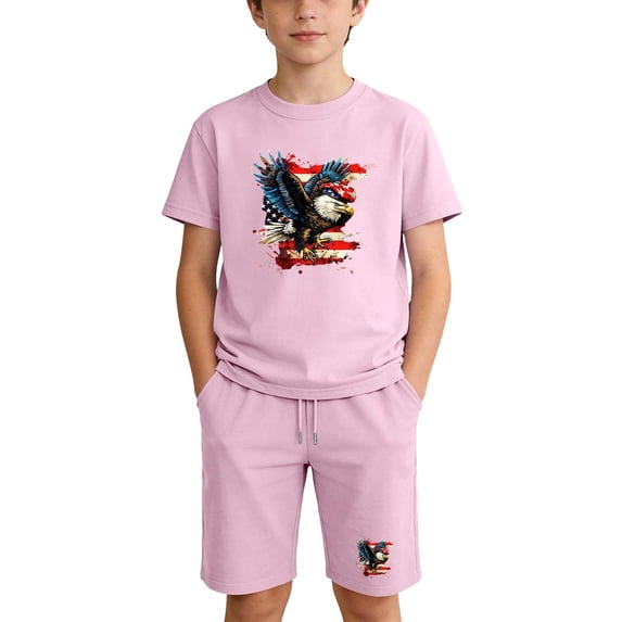 Iyufng Boys' and Girls' 2 Piece Sets,Summer Independence Day Printed Outfit Sets