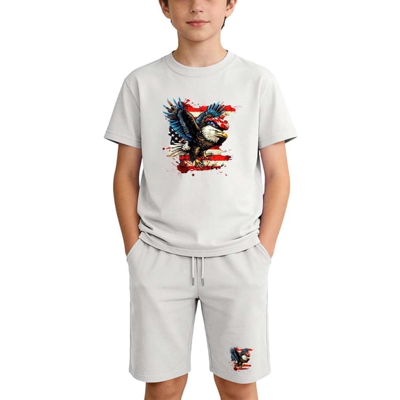 Iyufng Boys' and Girls' 2 Piece Sets,Summer Independence Day Printed Outfit Sets
