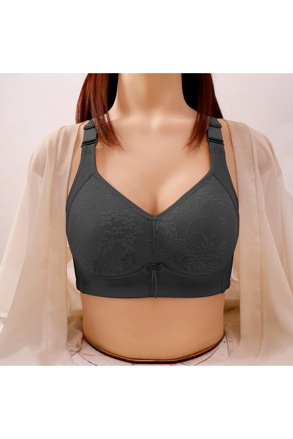 Bras for Women Plus Size,Push Up Wireless Bra Front Closure,Woman's Fashion Comfortable Breastplate Lace Breathable Bra Underwear No Rims
