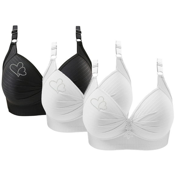 Iyufng Bras for Women,Push up Wireless Bra,3PCS Woman's Full-Coverage Bra Printing Gathered Together Daily Bra Underwear No Rims,Womens Bras Plus Size