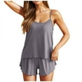 thumbnail image 1 of Iyufng Camisole Pajamas Set,Plus Size Loungewear for Women 2 Piece Set,Summer Solid Color Sleeveless Camisole Pajamas Cami Shorts Set Nightwear,Sleepwear Sets Women Homewear,M-XXXL, 1 of 5