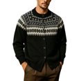 thumbnail image 1 of Iyufng Cardigan Sweaters for Men Vintage Fair Isle Geometric Pattern Sweater Button Front Long Sleeve Casual Daily Warm Knit Tops, 1 of 6