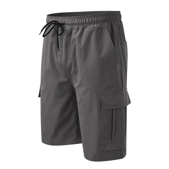 Iyufng Cargo Shorts for Men,Men's Shorts Drawstring,Elastic Waist Men Casual Solid Knee Length Cargo Multi Pockets Fashion Short Pants,Mens Shorts