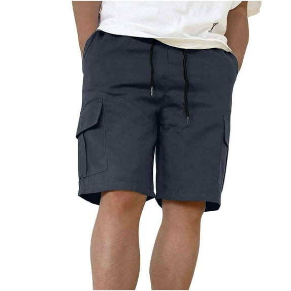 Iyufng Cargo Shorts for Men,Men's Shorts,Men's Casual Solid Color Casual Drawstring Pockets Elastic Sports Shorts,Mens Shorts