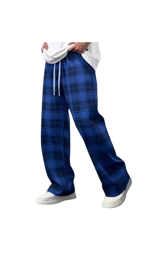 Casual Men's Pants Summer Checkered Trouser Loungewear Pants