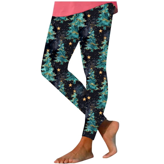 Iyufng Christmas Leggings for Women,High Waist Christmas Yoga Leggings Graphic Print Sports Stretch Plus Size Leggings