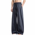 thumbnail image 1 of Iyufng Cotton Linen Wide Leg Pants for Men Casual Summer Loose Trousers with Drawstring and Pockets, 1 of 6