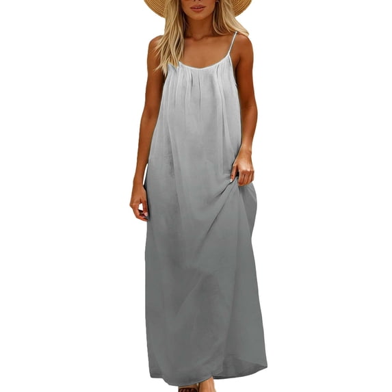 Iyufng Dress for Womens Summer Long Spaghetti Strap Sleeveless Backless Fashion Casual Gradient