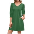 thumbnail image 1 of Iyufng Dress of Womens Fashion Summer Leisure Solid Elastic short Sleeve V-Neck Casual Slim, 1 of 6