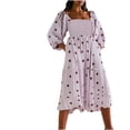 thumbnail image 1 of Iyufng Dresses for Women,Womens Dresses Long Sleeve,Casual And Comfortable Speaker Three Quarter Sleeve Printed Neck Sunflower Large Hem Dress,Fall Dresses for Women Plus Size, 1 of 3