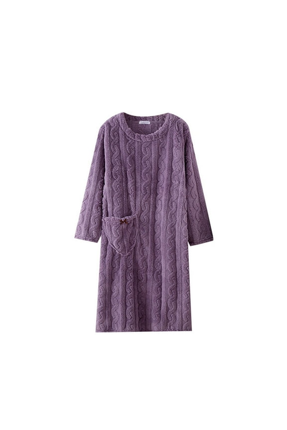 Dresses for Women,Womens Dresses Long Sleeve,Women Flannel Nightgown Home Solid Long Skirt Extended And Thickened Cotton Velvet Pattern,Fall Dresses for Women Plus Size