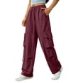 thumbnail image 1 of Iyufng Elastic Drawstring Waist Straight Leg Pants for Women, Womens Casual Cargo Pants with Pockets, 1 of 6