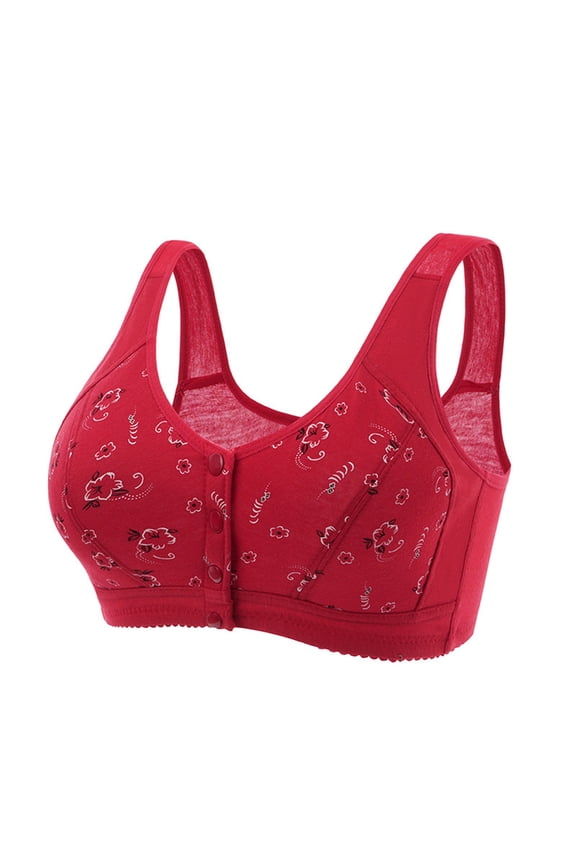 Front Closure Bras,Women's Push up Bra,Sexy Cotton Comfortable U-shaped Back Front Snap Button Gathered Without Steel Ring Underwear,Wireless Bras for Women Plus Size