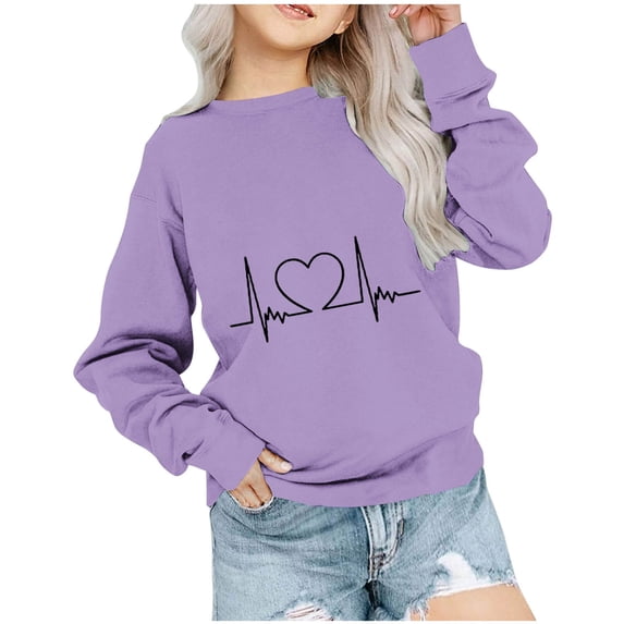 Iyufng Girls Sweatshirts,Crewneck Graphic Sweatshirt for Girls,Children's Shirt Long Sleeved T-shirt Printed Round Neck Short Tops Boys and Girls Hoodless Sweatshirts,Teen Girls' Sweatshirts