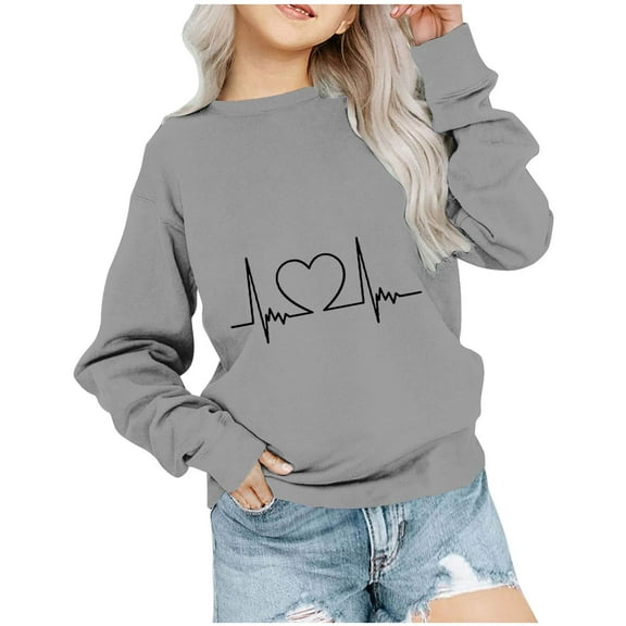 Iyufng Girls Sweatshirts,Crewneck Graphic Sweatshirt for Girls,Children's Shirt Long Sleeved T-shirt Printed Round Neck Short Tops Boys and Girls Hoodless Sweatshirts,Teen Girls' Sweatshirts