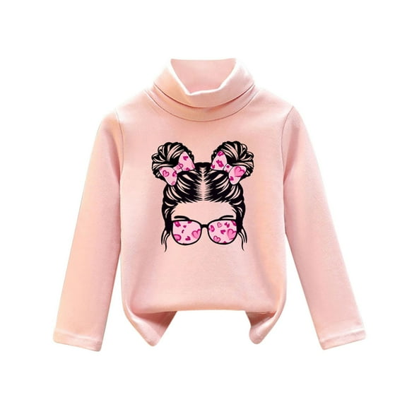 Iyufng Girls Sweatshirts,Fleece Graphic Cotton Crewneck Pullover Sweatshirt for Girls,Children's Small and Medium-sized Plush Thick Printed High Neck Fashion Tops,Teen Girls Pullover Tops