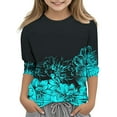 thumbnail image 1 of Iyufng Girls Tops 3/4 Sleeve T-Shirts Round Neck Children's Fashion Pullover Bottoming Boys and Girls Casual Printed Tees, 1 of 4