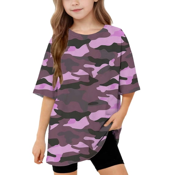 Iyufng Kid's Oversize Camouflage Printed Tee Military-style Top,Boys and Girls,Sizes 5-15