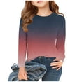 thumbnail image 1 of Iyufng Kids Blouses for Girls Long Sleeve Gradient Print Tees Shirts Cute Crewnecks Casual Round Neck Fashion Tops, 1 of 5