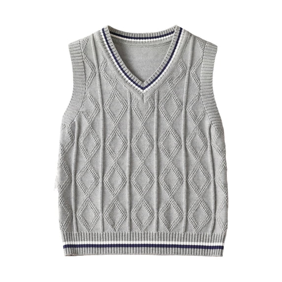 Iyufng Kids V-Neck Argyle Knit Vests Unisex Sleeveless Sweaters School Uniform Waistcoat