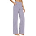 thumbnail image 1 of Iyufng Linen Pants Women Striped Straight Leg Pants Summer High Waist Loose Casual Trousers, 1 of 5