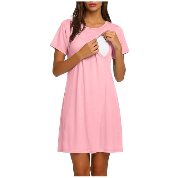 Iyufng Maternity Dresses Round Neck Short Sleeve Nursing Dress