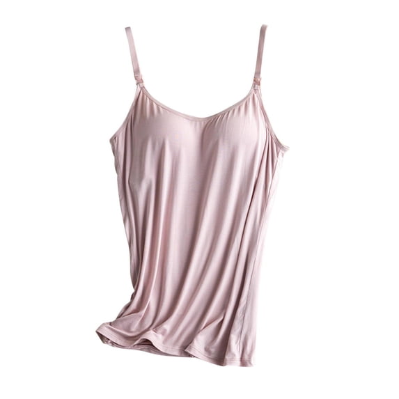 Iyufng Maternity Nursing Tank Tops with Built in Bras,Crew Neck Sleeveless Pregnancy Tops with Adjustable Straps