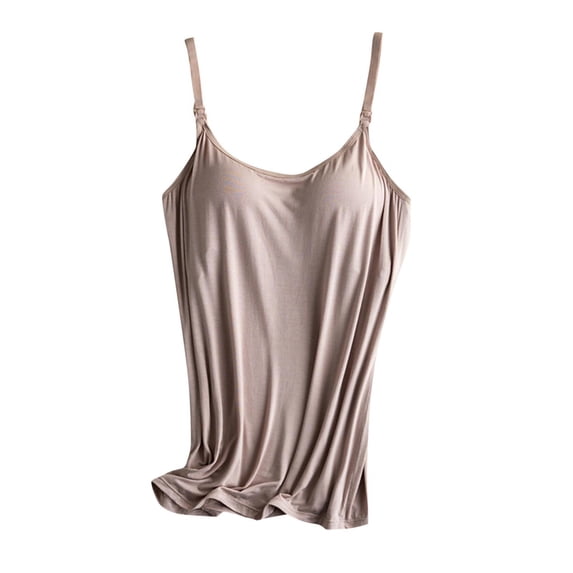 Iyufng Maternity Nursing Tank Tops with Built in Bras,Crew Neck Sleeveless Pregnancy Tops with Adjustable Straps