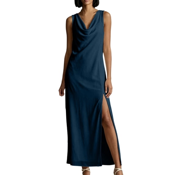Iyufng Maxi Dresses for Women Summer Loose Fitting Cowl Neck