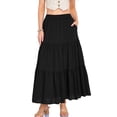 thumbnail image 1 of Iyufng Maxi Linen Skirts for Women Summer Casual High Waist Elastic Lining Skirt with Pockets, 1 of 9