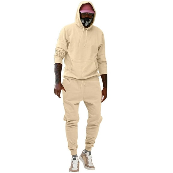 Iyufng Men Tracksuit Set Hooded Sweatshirts Hoodies for Men,Hooded and Flannel Hoodie Set Sports and Casual Solid Color Two-piece Set Long Sleeved,Mens Hoodies Pullover