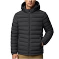 thumbnail image 1 of Iyufng Men's Hooded Puffer Jackets Horizontal Quilted Zip Up Winter Windproof Coat with Side Pockets and Elastic Cuffs, 1 of 9