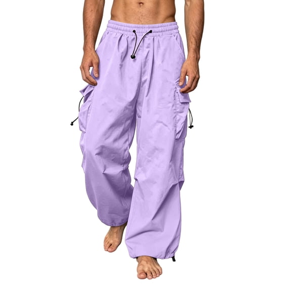 Iyufng Men's Multifunctional Cargo Pants Loose Casual Quick Dry Trousers with Drawstring and Adjustable Cuffs