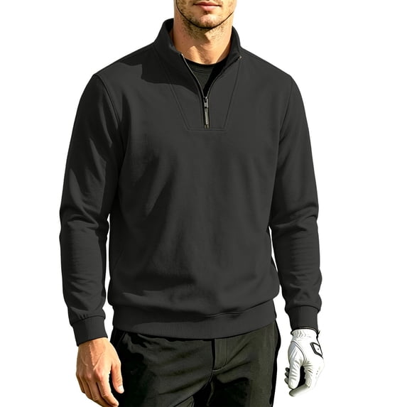 Iyufng Men's Quarter Zip Pullover Sweatshirts Mock Neck Long Sleeve Casual Tops