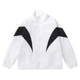 thumbnail image 1 of Iyufng Men's Stand Collar Geometric Color Block Track Jacket Full Zip Rib Cuff Vintage Lightweight Windproof Athletic Coat, 1 of 7