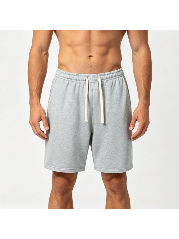Mens Athleisure Shorts Waffle Weave Casual Drawstring Shorts Elastic Waist Summer Sports Shorts