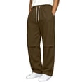 thumbnail image 1 of Iyufng Mens Knee Pleated Loose Wide Leg Casual Track Pants Drawstring Elastic Waist with Side Pockets, 1 of 9