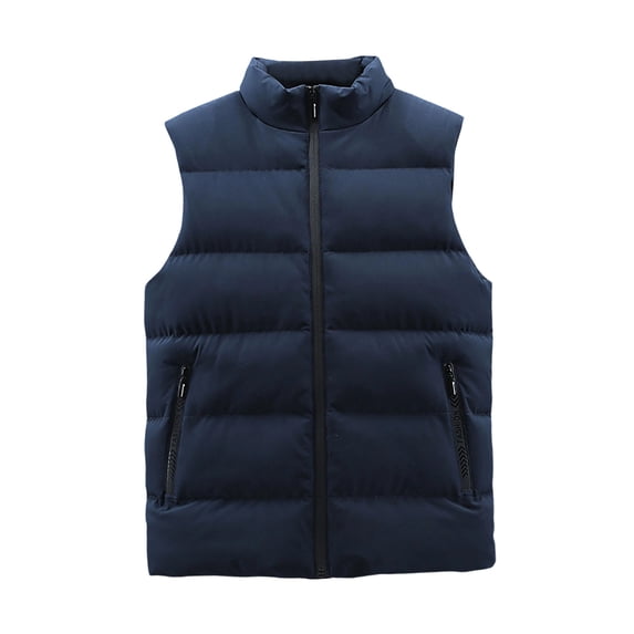 Iyufng Mens Mock Neck Horizontal Quilted Puffer Vests Zip Up Lightweight Winter Sleeveless Jackets with Zipper Side Pockets