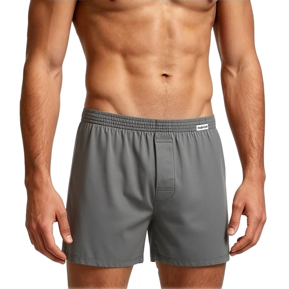 Iyufng Mens Plain Color Lounge Boxer Briefs Ruched Elastic Waist Loose Fit Casual Home Underwear