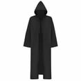 thumbnail image 1 of Iyufng Mens Plain Long Hooded Cape Front Tie Cloak Wizard Vampire Cosplay Outfit for Halloween Carnival Party, 1 of 5