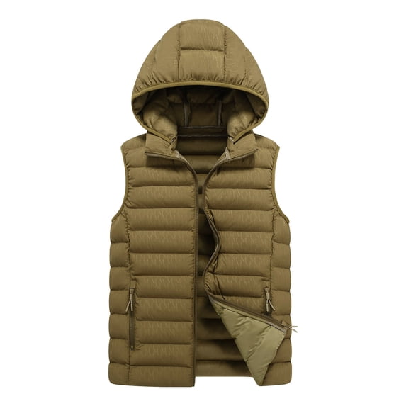 Iyufng Mens Removable Hooded Quilted Puffer Vests Lightweight Sleeveless Outerwear with Zipper Side Pockets