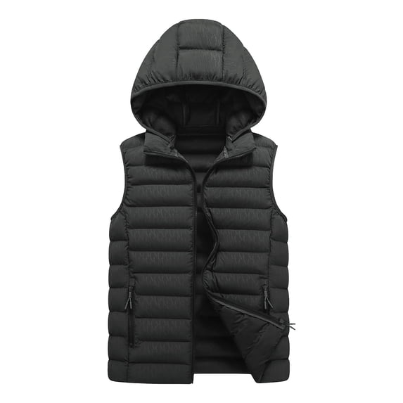 Iyufng Mens Removable Hooded Quilted Puffer Vests Lightweight Sleeveless Outerwear with Zipper Side Pockets